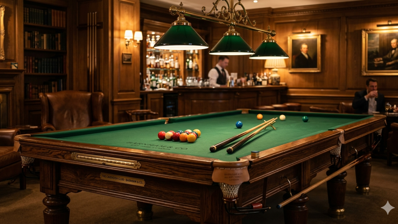 Table Riley England avec logo bien visible, ambiance club