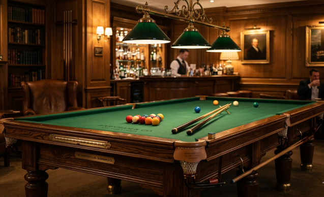 Table Riley England avec logo bien visible, ambiance club